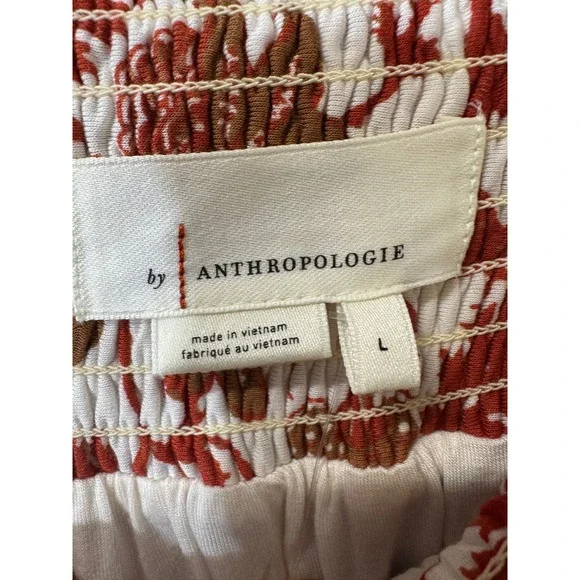 Anthropologie Indira Patchwork Boho Maxi Skirt Pink Rose Smocked Slit Large NEW - Picture 9 of 10